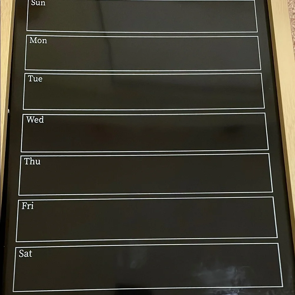 Black and Tan Weekly Calendar with Chalkboard Surface